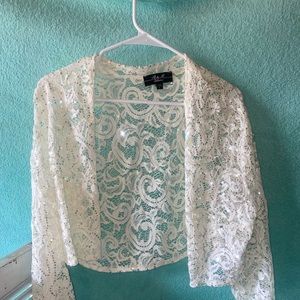 open front cropped lace cardi